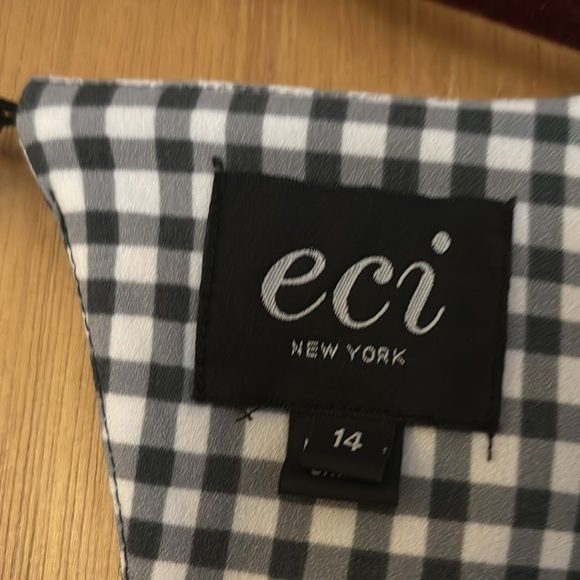 Wesleerose ECI New York Checkered Floral Long Sleeve Sheath Dress Size 14 NWT - Picture 2 of 6